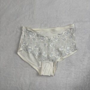VTG Lunaire Lace‎ Floral White Panties Underwear Women's Size Medium
